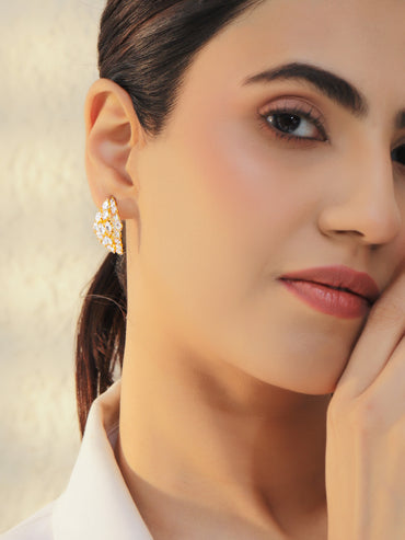 Gold Toned Crystal Stud Earrings