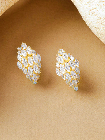 Gold Toned Crystal Stud Earrings