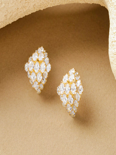 Gold Toned Crystal Stud Earrings