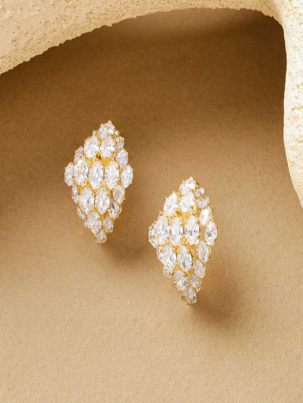 Gold Toned Crystal Stud Earrings