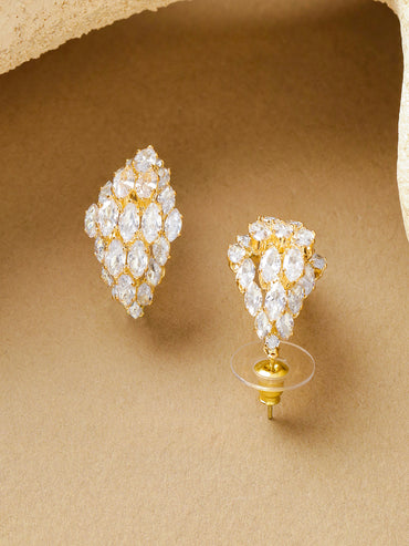 Gold Toned Crystal Stud Earrings