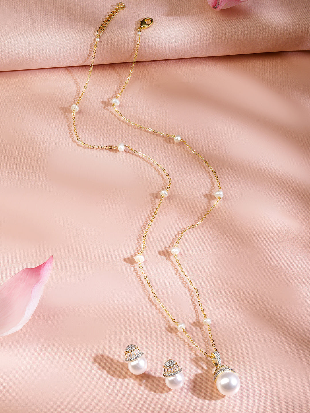 Moon Pearl Crystal Pendant Set