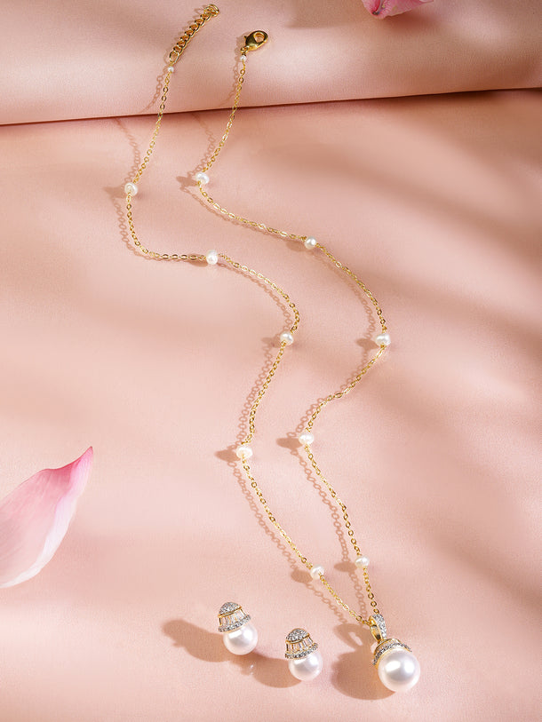 Moon Pearl Crystal Pendant Set