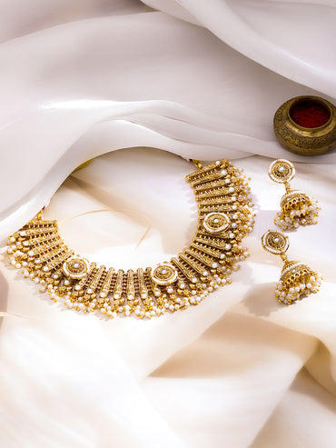 Regal Trinity Necklace with Jhumka
