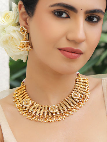 Regal Trinity Necklace with Jhumka
