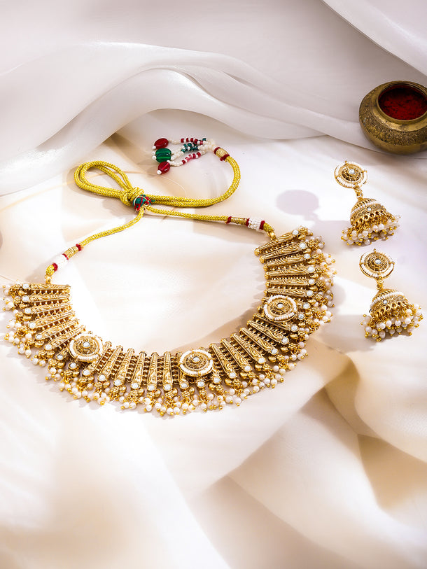 Regal Trinity Necklace with Jhumka