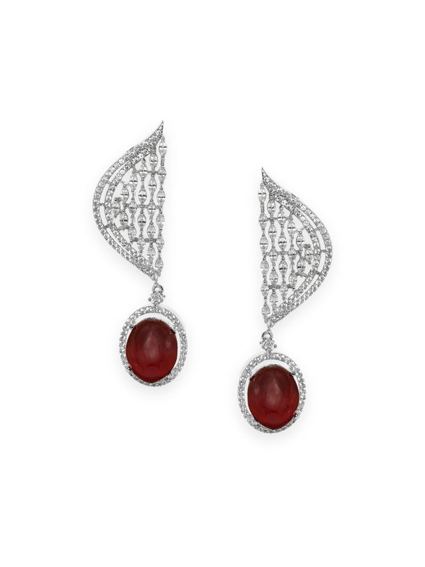 Sleek Scarlet Tone American Diamond Zirconia Danglers