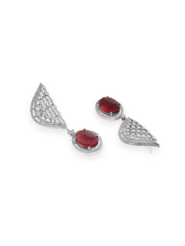 Sleek Scarlet Tone American Diamond Zirconia Danglers