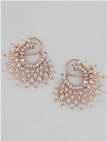 Rubans Rose Gold Plated Handcrafted Zircon Stone Stud Earrings