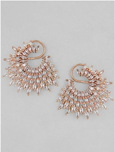 Rubans Rose Gold Plated Handcrafted Zircon Stone Stud Earrings