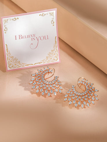 Rubans Rose Gold Plated Handcrafted Zircon Stone Stud Earrings