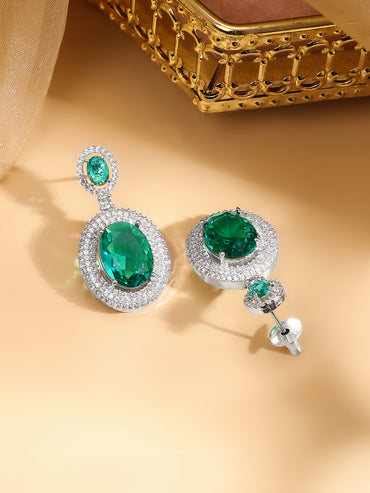 Emerald Necklace Set with American Diamond Zirconia