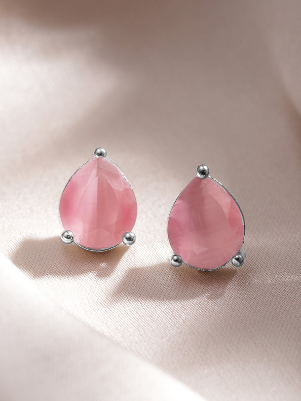 American Diamond Zirconia Pink Pendant Set