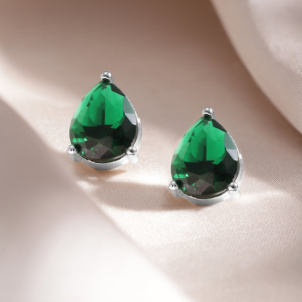 American Diamond Zirconia Green Pendant Necklace Set