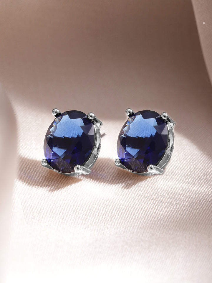 American Diamond Zirconia Blue Necklace Set