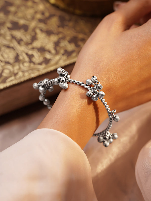 Antique Oxidised Twisted Kada Bracelet