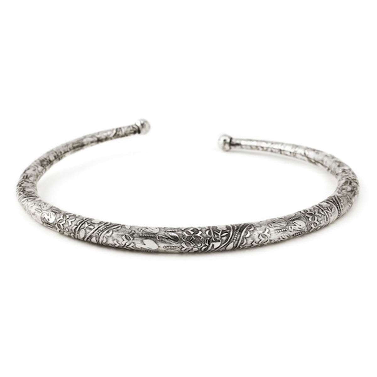 Rubans Oxidized Silver Plated Floral and Geometric Design Statement Choker Necklace