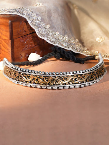 Rubans Silver Plated Handcrafted Dual Toned Filigree Choker