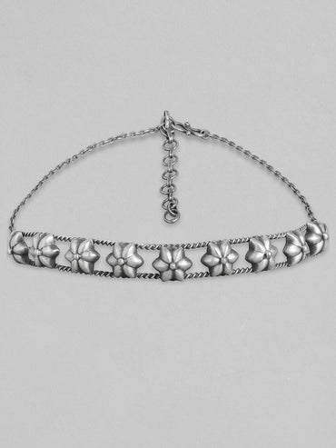 Rubans Floral Oxidised Handcrafted Silver Plated Choker