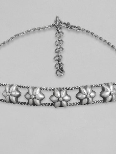 Rubans Floral Oxidised Handcrafted Silver Plated Choker