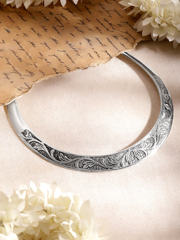 Rubans Brass Rhodium-Plated Necklace