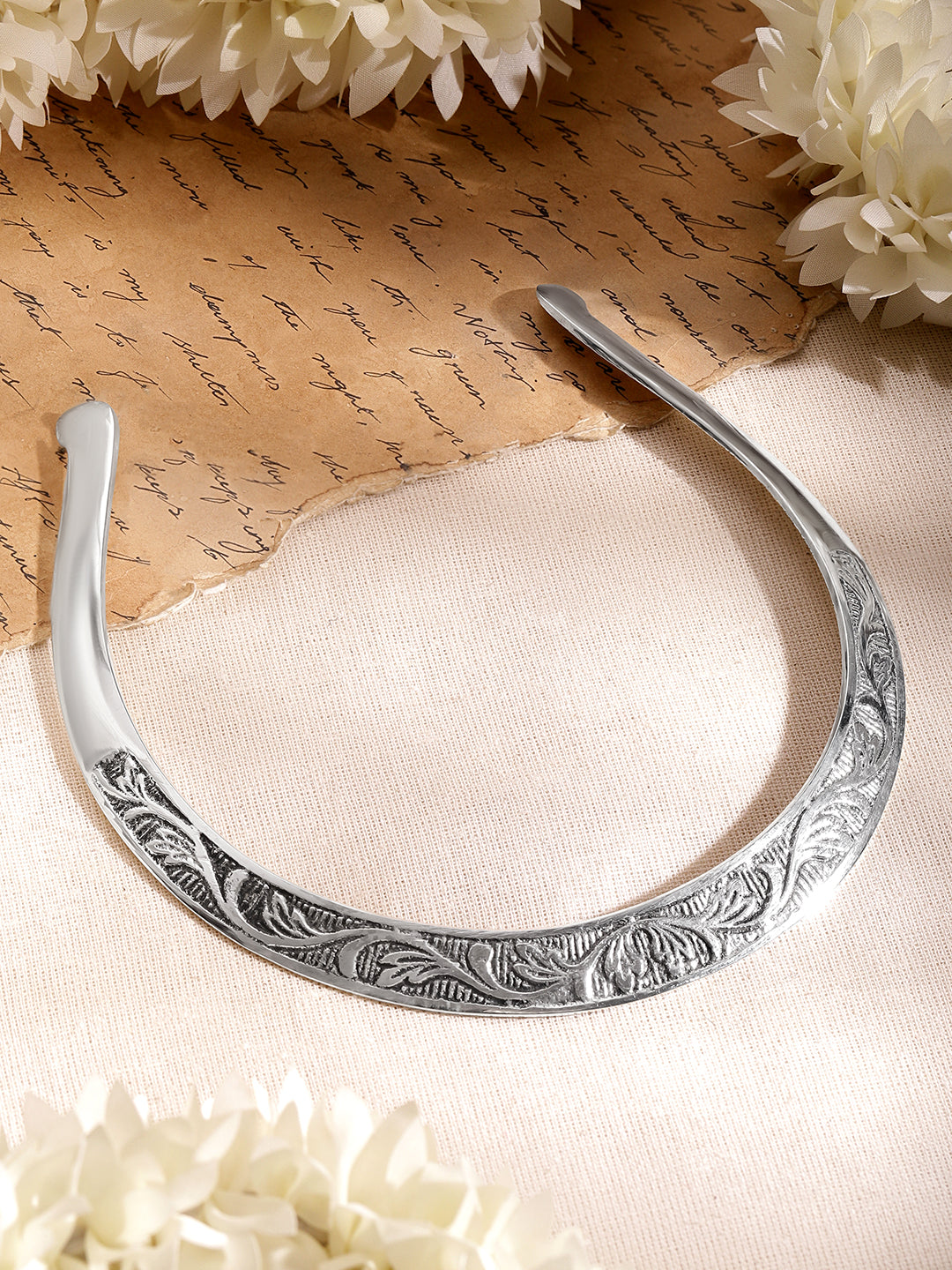 Rubans Brass Rhodium-Plated Necklace