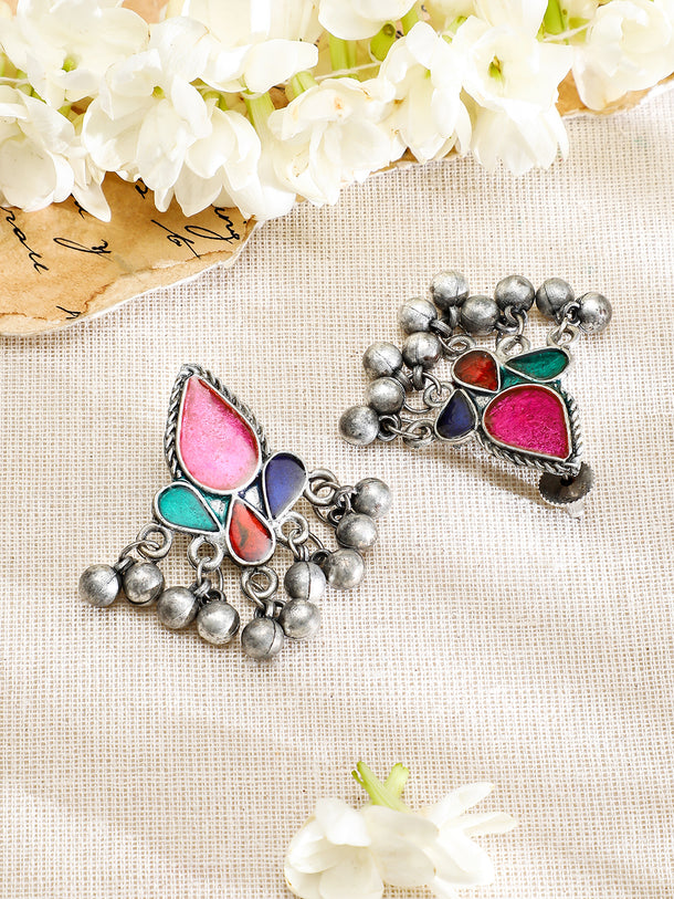 Multicolor Studded Oxidised Afghani Necklace Set