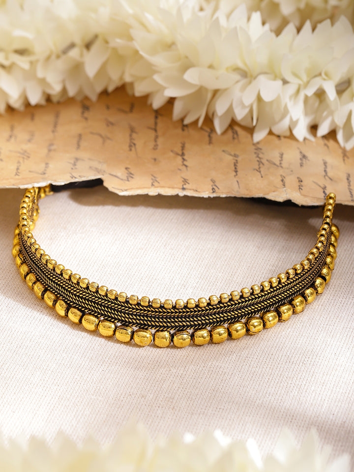 Rubans Brass Gold-Plated Oxidised Necklace