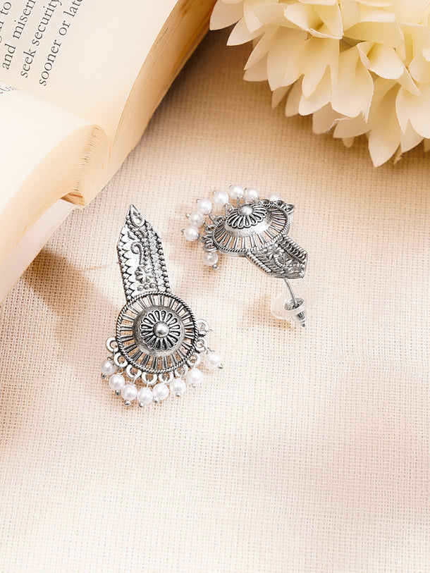 Set of 2 Pearl Drop Oxidised Dangler Earrings