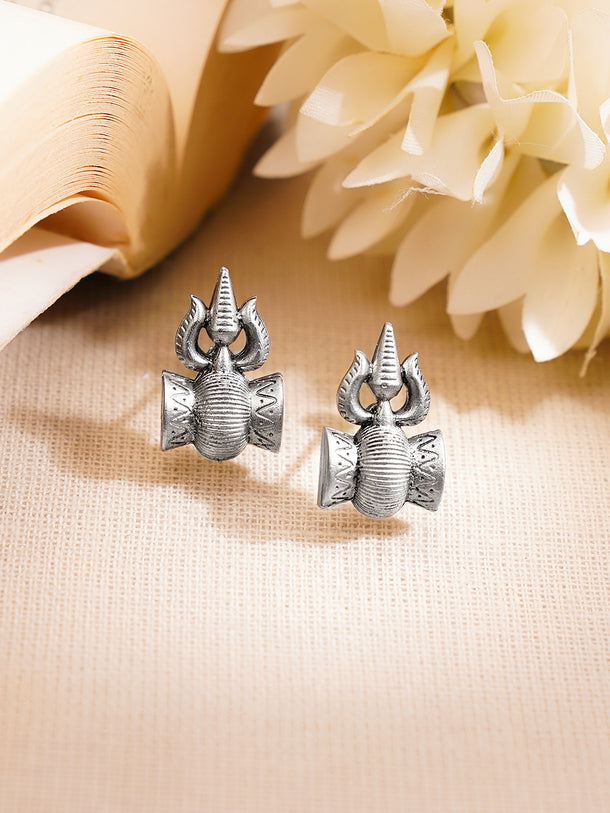 Set of 2 Oxidised Pearl Drop Earrings