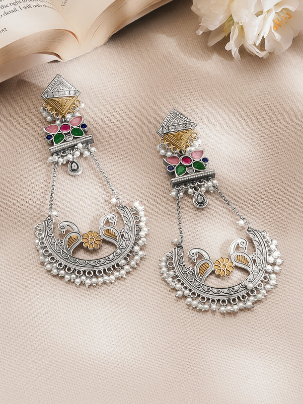 Oxidised Multicolor Statement Dangler Earrings