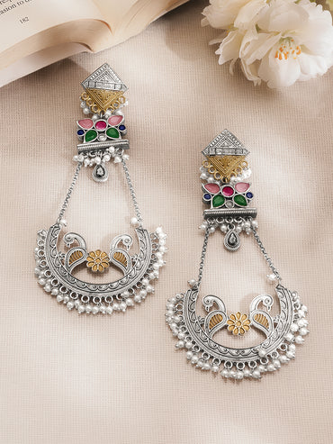 Oxidised Multicolor Statement Dangler Earrings