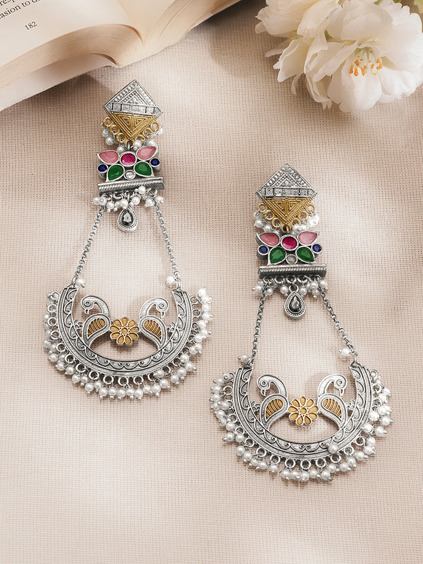 Oxidised Multicolor Statement Dangler Earrings