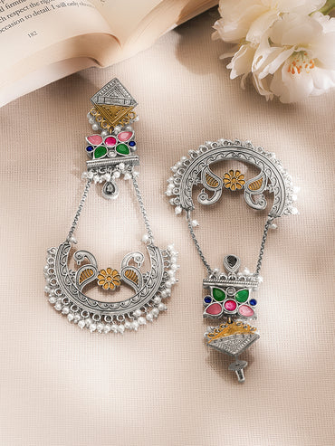 Oxidised Multicolor Statement Dangler Earrings