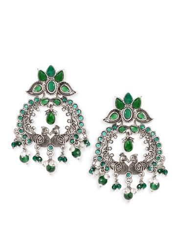 Temple Charm Lotus Green Earrings