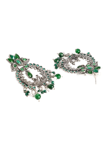 Temple Charm Lotus Green Earrings