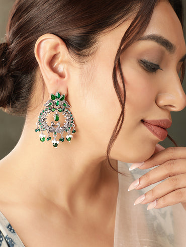 Temple Charm Lotus Green Earrings