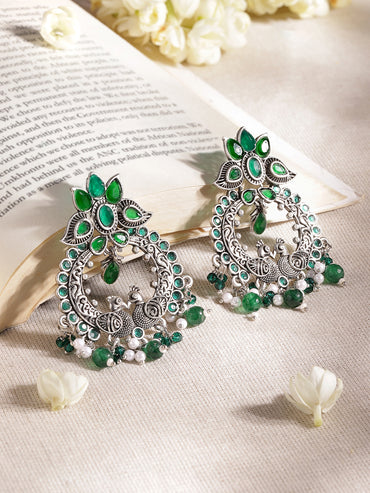 Temple Charm Lotus Green Earrings
