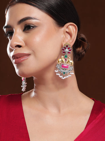 Designer Edge Cow Motif Multicolour Earrings