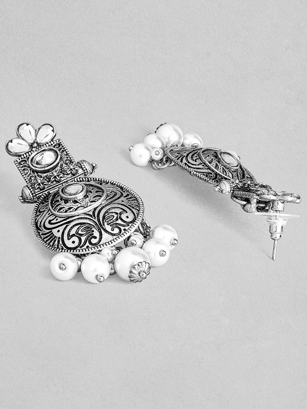 Chic White Oxidised Chandbali