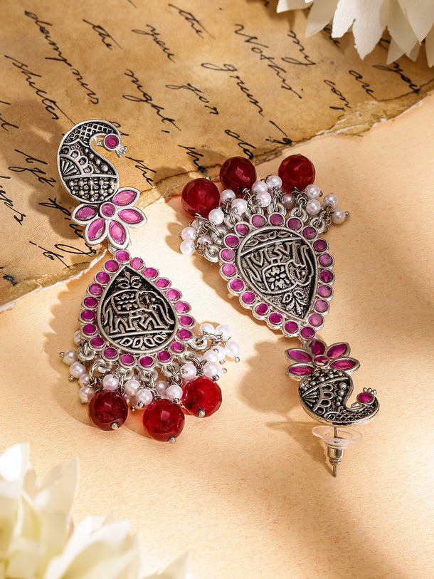 Handcrafted Elephant Motif Red Drops