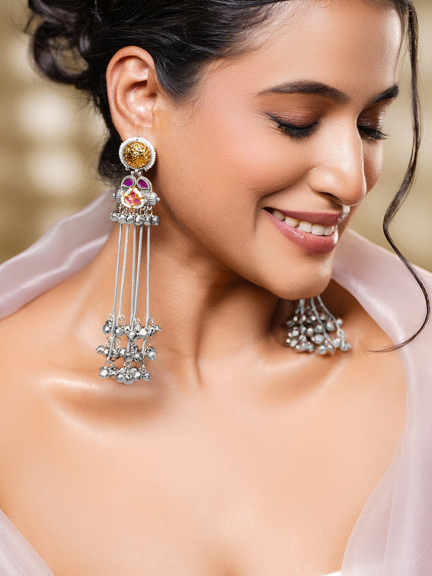 Regal Oxidised Shoulder Duster Earrings