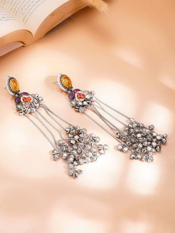 Regal Oxidised Shoulder Duster Earrings