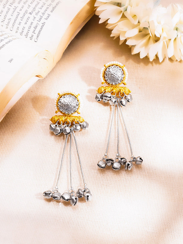 Oxidised Tassel Chain Ghungroo Dangler Earrings