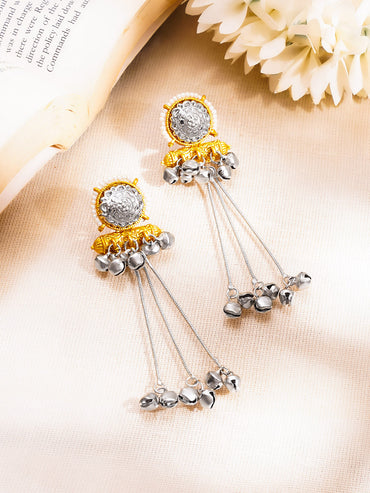 Oxidised Tassel Chain Ghungroo Dangler Earrings