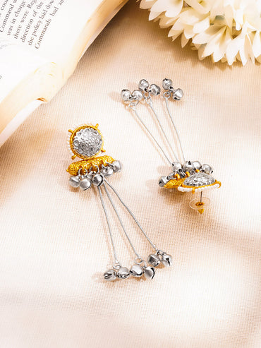 Oxidised Tassel Chain Ghungroo Dangler Earrings