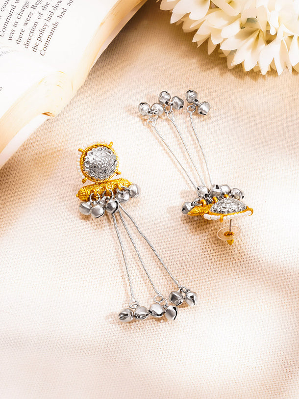 Oxidised Tassel Chain Ghungroo Dangler Earrings