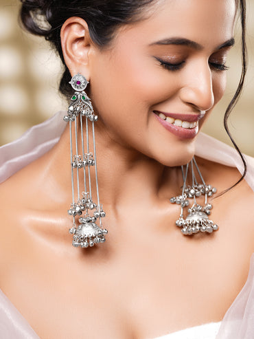 Royal Oxidised Shoulder Duster Earrings
