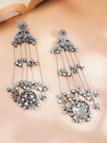 Royal Oxidised Shoulder Duster Earrings
