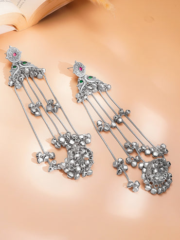 Royal Oxidised Shoulder Duster Earrings